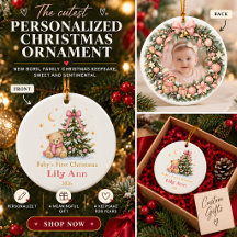Primeiro Natal da Bebê Menina Foto Personalizada