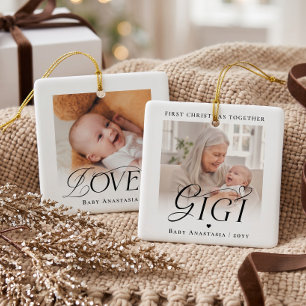 Ornamento De Cerâmica Primeiro Natal da Gigi com o Neto Foto Lembrança
