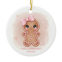 Primeiro Natal da Menina Rosa Gingerbread Foto
