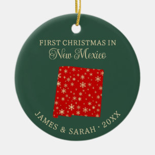 Ornamento De Cerâmica Primeiro Natal de Casal no Estado do Novo México E