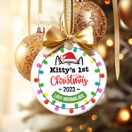 Ornamento De Cerâmica Primeiro Natal de Kitten, Primeiro Natal de Cat