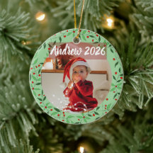 Primeiro Natal do Bebê com Floral Personalizado Fo