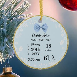 Ornamento De Cerâmica Primeiro Natal do bebê com foto