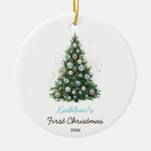 Ornamento De Cerâmica Primeiro Natal do Bebê da Árvore de Natal da Disco