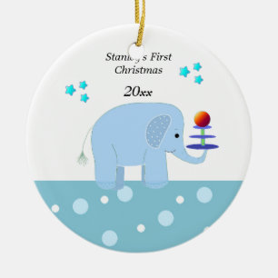 Ornamento De Cerâmica Primeiro Natal do Bebê Elefante
