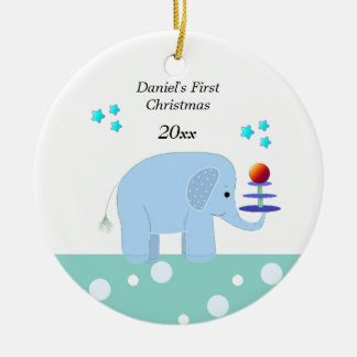 Ornamento De Cerâmica Primeiro Natal do Bebê Elefante