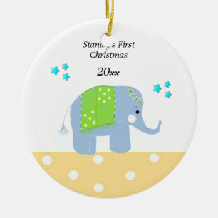 Ornamento De Cerâmica Primeiro Natal do Bebê Elefante Indiano