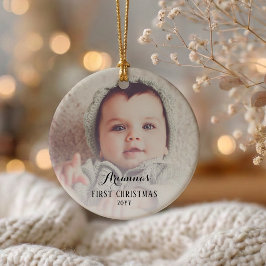 Ornamento De Cerâmica Primeiro Natal do Bebê Foto Personalizada