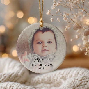 Ornamento De Cerâmica Primeiro Natal do Bebê Foto Personalizada
