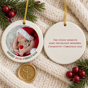 Ornamento De Cerâmica Primeiro Natal do Bebê Foto Personalizada
