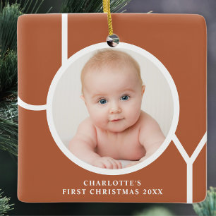 Ornamento De Cerâmica Primeiro Natal do Bebê Foto Personalizada em Terra
