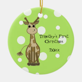 Ornamento De Cerâmica Primeiro Natal do Bebê Girafa Fofinho