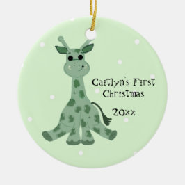 Ornamento De Cerâmica Primeiro Natal do Bebê Girafa Fofinho