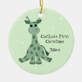 Ornamento De Cerâmica Primeiro Natal do Bebê Girafa Fofinho