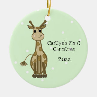 Ornamento De Cerâmica Primeiro Natal do Bebê Girafa Fofinho