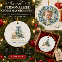 Primeiro Natal do Bebê Menino Foto Personalizada