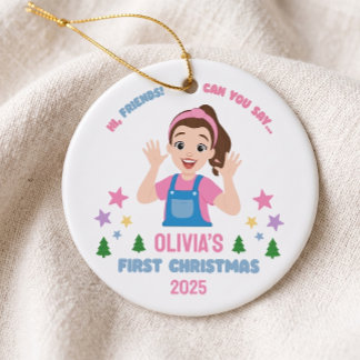 Ornamento De Cerâmica Primeiro Natal do Bebê Nome Personalizado
