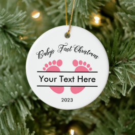 Ornamento De Cerâmica Primeiro Natal do Bebê Personalizado