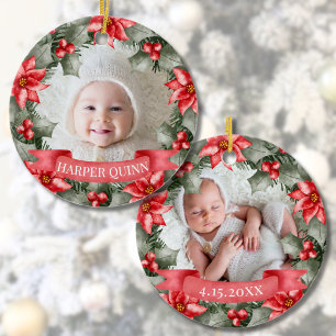 Ornamento De Cerâmica Primeiro Natal do Bebê Personalizado