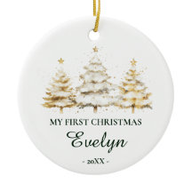 Primeiro Natal do Bebê Personalizado, Branco