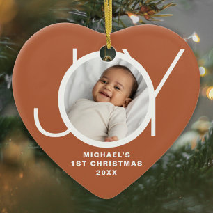 Ornamento De Cerâmica Primeiro Natal do Bebê Personalizado Foto em Terra