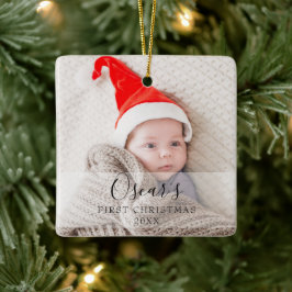 Ornamento De Cerâmica Primeiro Natal do Bebê Personalizado Foto Nome