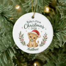 Primeiro Natal do Bebê Personalizado "Leão"