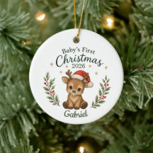 Primeiro Natal do Bebê Personalizado "Rena"