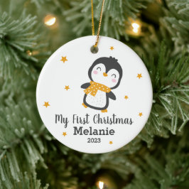 Ornamento De Cerâmica Primeiro natal do bebê pinguim bonito em ceram bra