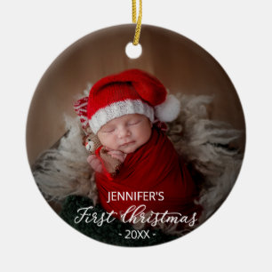Ornamento De Cerâmica Primeiro Natal do Bebê Recém-Nascido Adicione Sua