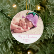 Primeiro Natal do Bebê Rosa Foto Menina