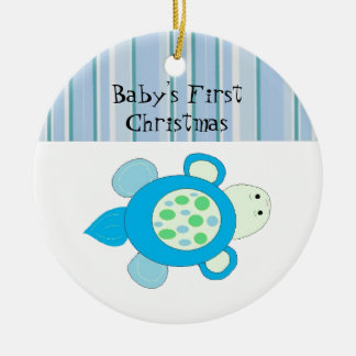 Ornamento De Cerâmica Primeiro Natal do Pequeno Bebê Tartaruga
