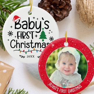 Ornamento De Cerâmica Primeiro Natal do Photo Baby Personalizado