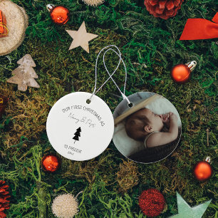 Ornamento De Cerâmica Primeiro Natal dos Avós com Bebê Foto Personalizad