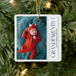 Ornamento De Cerâmica Primeiro Natal dos Avós Promovidos Foto do Papai