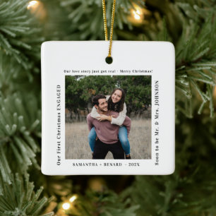 Ornamento De Cerâmica Primeiro Natal dos Noivos Foto