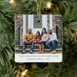 Ornamento De Cerâmica Primeiro Natal em Casa Novo Personalizado Foto da 