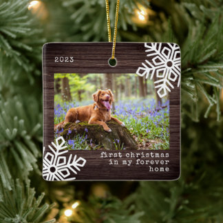Ornamento De Cerâmica Primeiro Natal Em Minha Foto Do Cachorro Para Semp