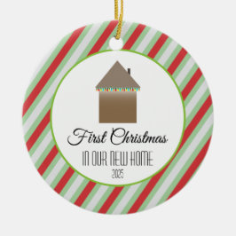 Ornamento De Cerâmica Primeiro Natal em nossa nova casa