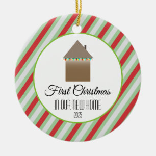 Ornamento De Cerâmica Primeiro Natal em nossa nova casa