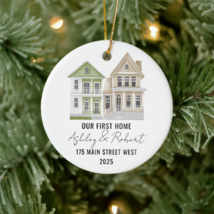 Ornamento De Cerâmica Primeiro Natal em Nossa Nova Casa 2025