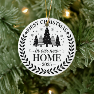 Ornamento De Cerâmica Primeiro Natal em Nossa Nova Casa 2025