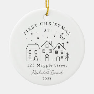 Ornamento De Cerâmica Primeiro Natal em Nossa Nova Casa - Arte da Linha 