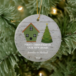 Ornamento De Cerâmica Primeiro Natal em nossa nova Casa de Pássaros