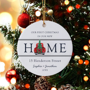 Ornamento De Cerâmica Primeiro Natal em Nossa Nova Casa Natal Moderno