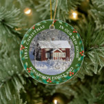 Ornamento De Cerâmica Primeiro Natal em nossa nova foto da Casa<br><div class="desc">O primeiro Natal em nosso novo Ornamento de Fotos em Casa. Adicione suas próprias fotos de sua nova casa,  adicione seus nomes,  texto e ano e crie um Enfeites de natal muito pessoal e exclusivo.</div>