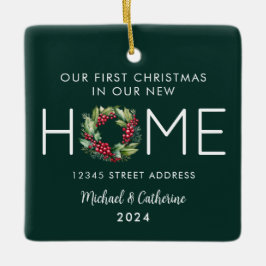 Ornamento De Cerâmica Primeiro Natal em nossa Nova Terra de Aquarela