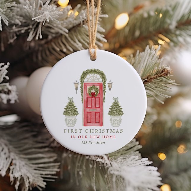 Ornamento De Cerâmica Primeiro Natal em Nova Casa (Criador carregado)