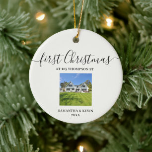 Ornamento De Cerâmica Primeiro Natal em Nova Casa Personalizada Foto