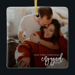 Ornamento De Cerâmica Primeiro Natal Envolvido<br><div class="desc">Estes ornamentos de feriados familiares são perfeitos para um presente de feriado personalizado.</div>